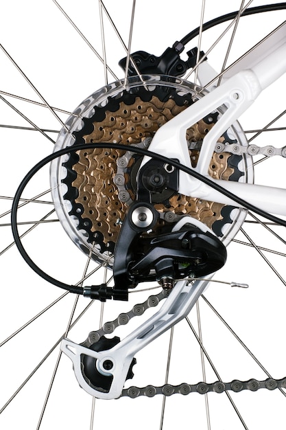 Mountain bike detail isolated on white