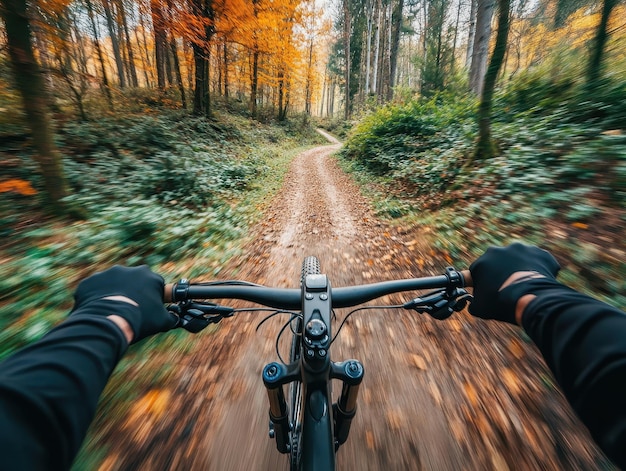 Mountain bike on forest trail