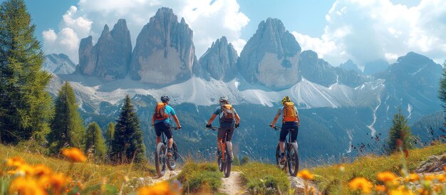 Photo mountain biking adventure with a breathtaking view