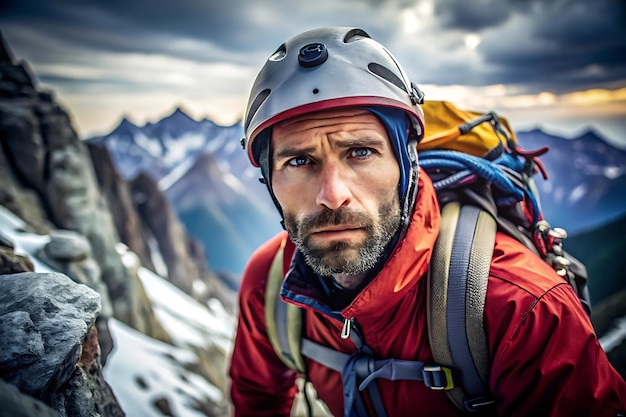 Photo mountain climbers determined eyes each step part of a larger journey