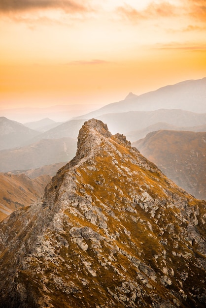 Mountain colorful sunrise photo from West Tatras in Slovakia in the summer Ziarska valley