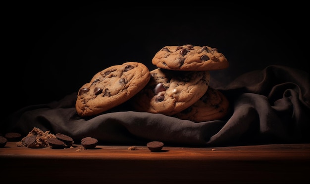 Mountain of cookies with chocolate chips ia generate