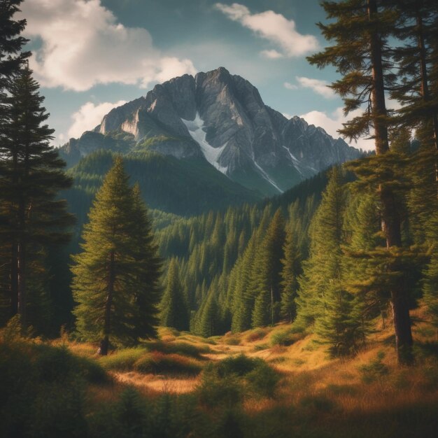 Mountain filled with trees during