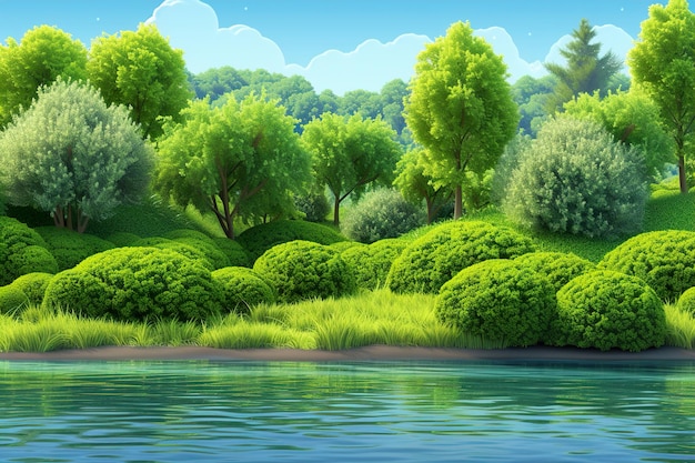 mountain forest cartoon backgroundHD 8K wallpaper Stock Photographic Image