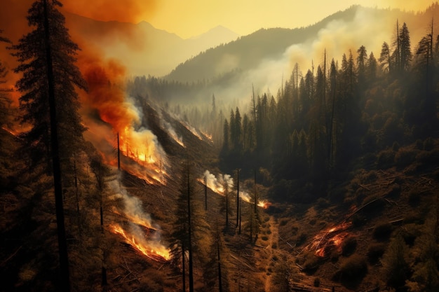 Mountain Forest Fire Destructive Impact on Ecosystems