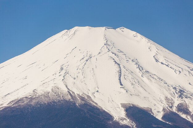 Mountain Fuji from lake yamanakako on clear sky day