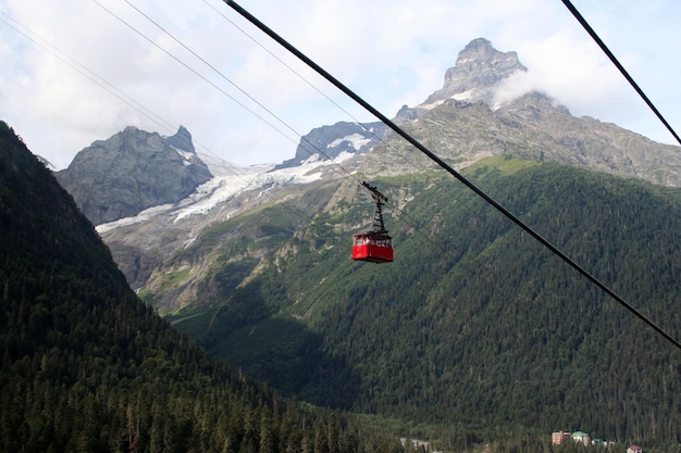 Mountain funicular in Dombai