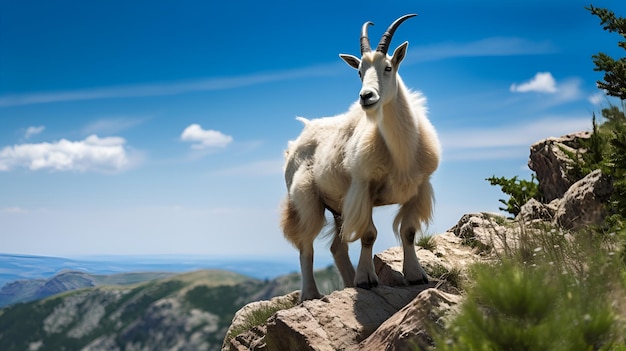 Mountain goat on a cliff contributing to a healthy ecosystem mountain goat cliff healthy ecosystem