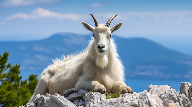 Mountain goat on a cliff contributing to a healthy ecosystem mountain goat cliff healthy ecosystem