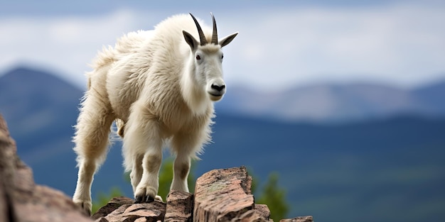 Mountain goat on a cliff contributing to a healthy ecosystem mountain goat cliff healthy ecosystem