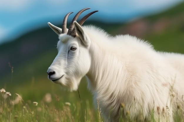 Mountain goat on a meadow AI generated image