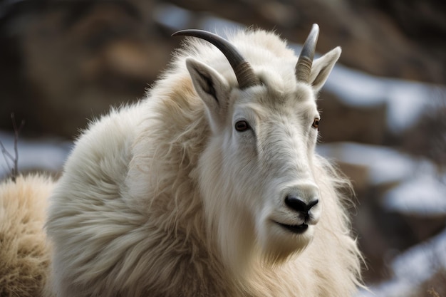 The mountain goat with its pointed horns