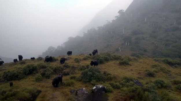 Mountain gorilla wild big black silver back monkey in the forest