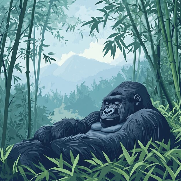 Photo mountain gorillas in the central african mountains