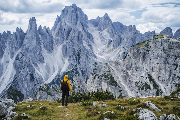 mountain group in Dolomites Italy part of Tre Cime di Levaredo national park