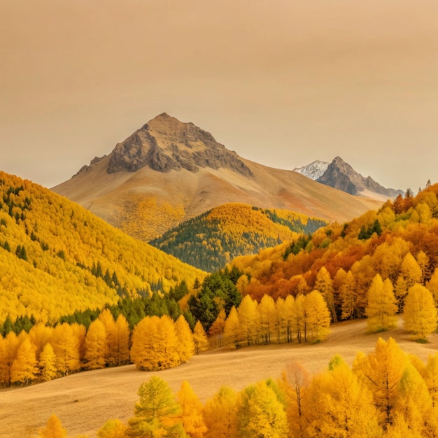 Photo a mountain is in the background with the trees on it