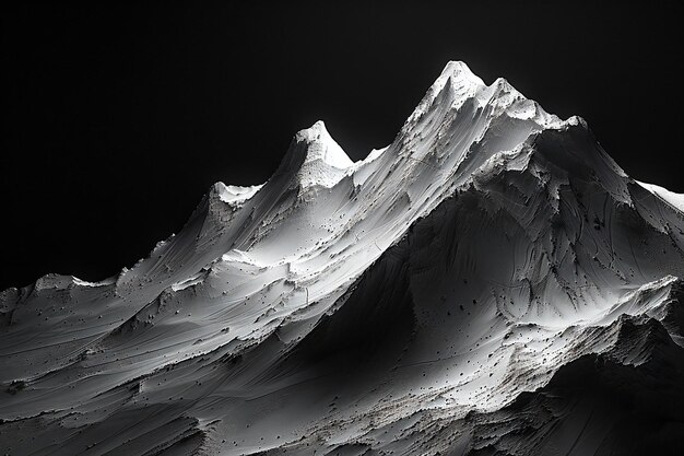 Photo a mountain is shown in the dark with a black background