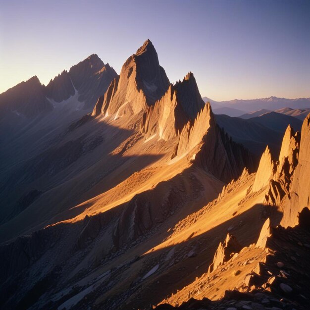 Photo a mountain is shown with the sun setting behind it