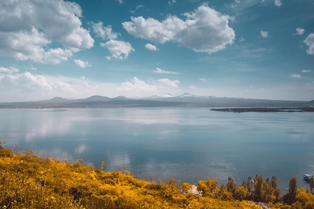 Mountain lake autumn landscape Mountain range