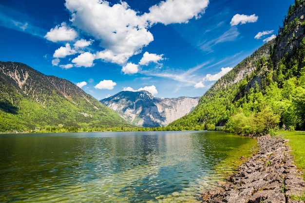 Mountain lake between by mountains Austria Alps Europe