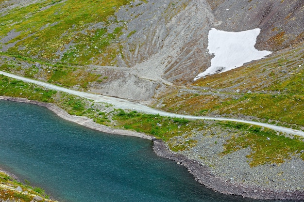 Mountain lake with clear water. Kola Peninsula , Khibiny . Russia.