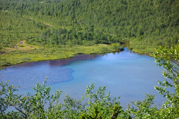 Mountain lake with clear water