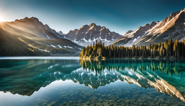 Mountain Lake with Crystal Clarity