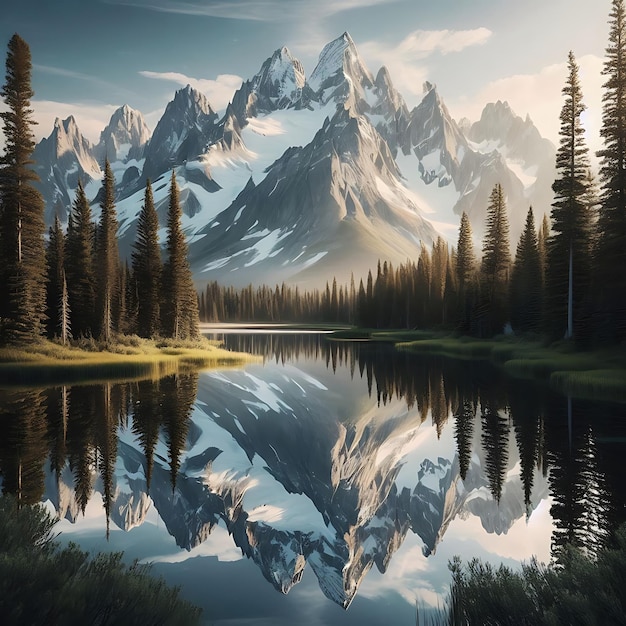 a mountain lake with a lake and mountains in the background