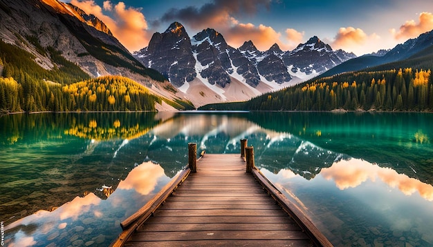 Photo mountain lake with majestic scenery