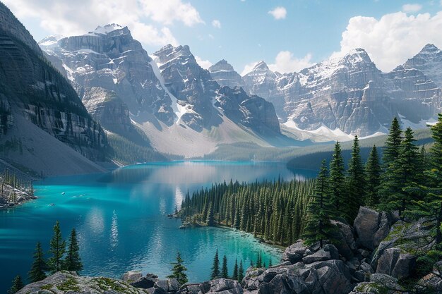 a mountain lake with a mountain in the background