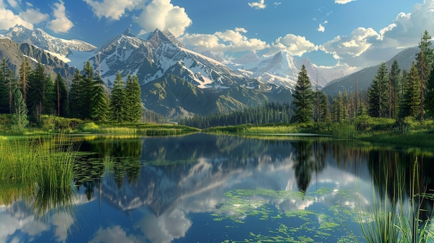 a mountain lake with a mountain in the background