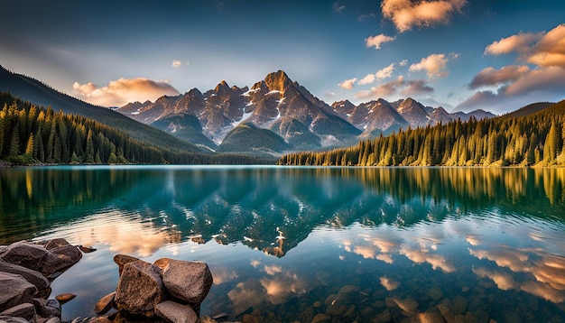 Mountain Lake with Ripples