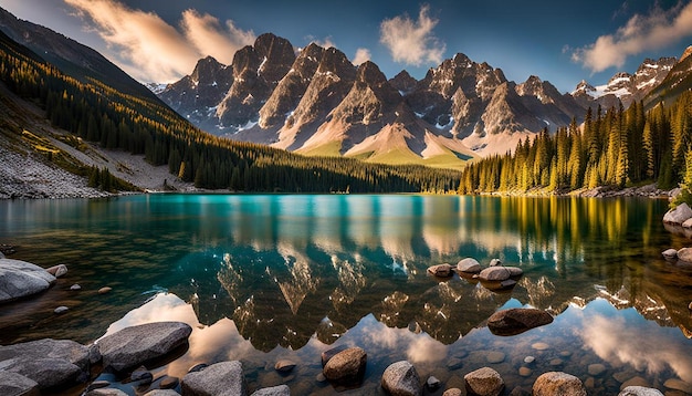 Mountain Lake with Rocky Shoreline