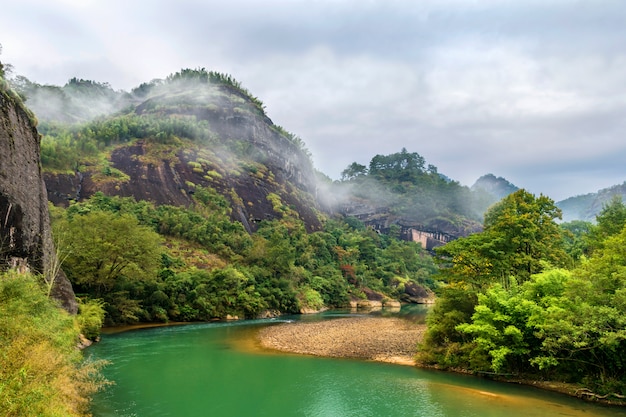 Mountain landscape on a foggy day