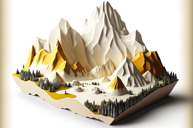 Mountain landscape in form of 3d abstract on white background