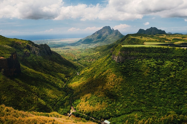 Mountain Landscape of the gorge on the island of Mauritius