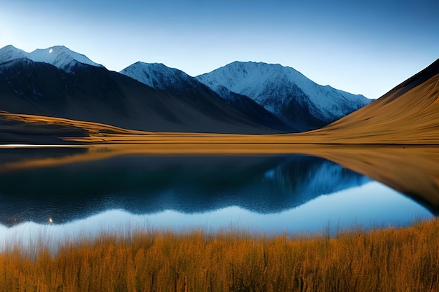 Mountain Landscape Lake and Large Panorama