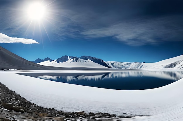 Mountain Landscape Lake and Large Panorama