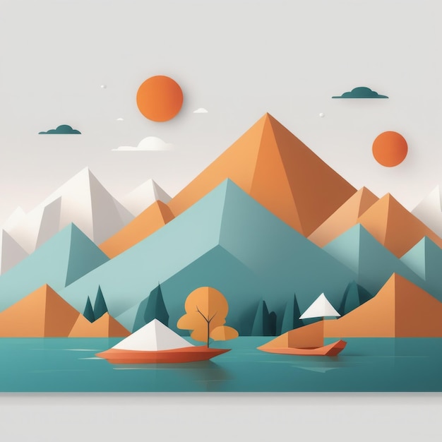 mountain landscape lake and mountains vector illustrationmountain landscape lake and mountains