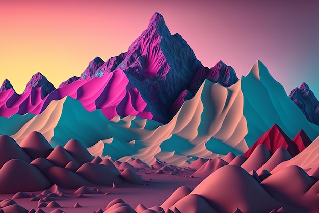 Mountain landscape low poly with colorful gradient nature mountains