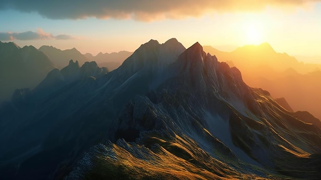 Mountain landscape Sunrise over the mountains