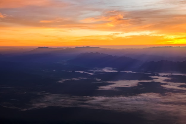 Mountain landscape sunset sky in the morning.