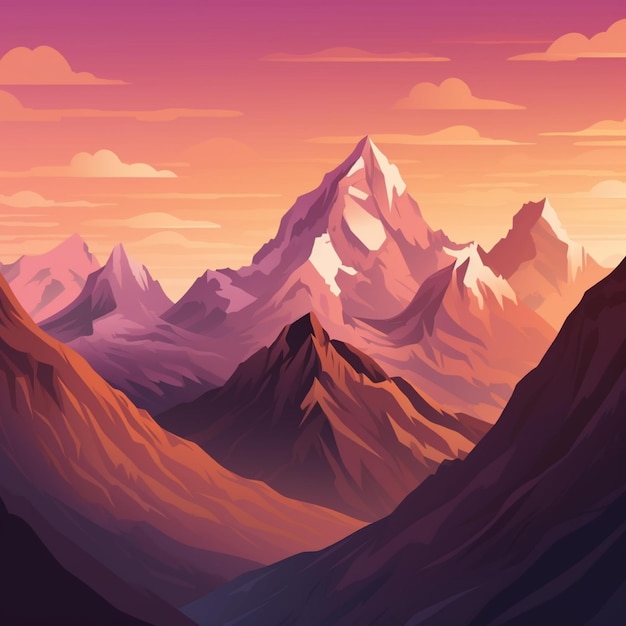 Mountain landscape Vector illustration of a mountain range at sunset