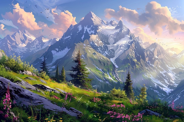 Mountain landscape wallpaper peaceful serene vibrant nature view