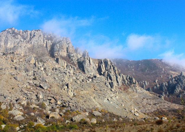 Mountain landscape with blue sky