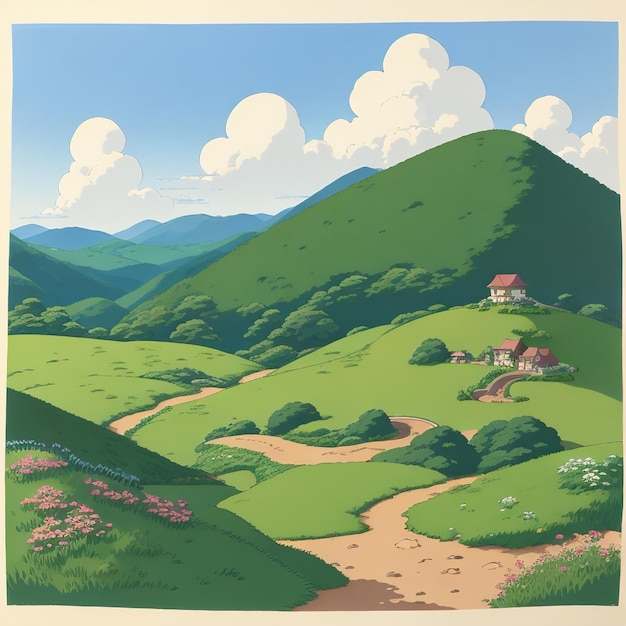 Mountain Landscape with green grass