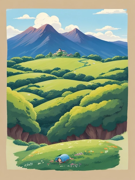 Mountain Landscape with green grass