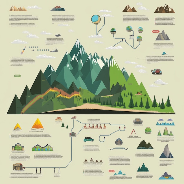 Mountain landscape with infographic elements