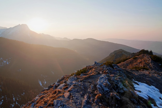 Mountain landscape with rock path