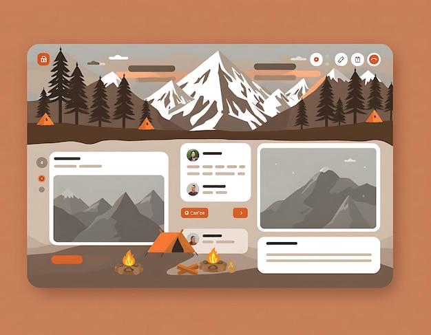 Mountain Layout for an Outdoors Streamer With Earthy Colors Mountain Scen Game Interface Designe